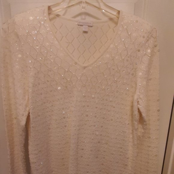 Charter Club beautiful sparkle sweater - Sz L - Picture 1 of 4